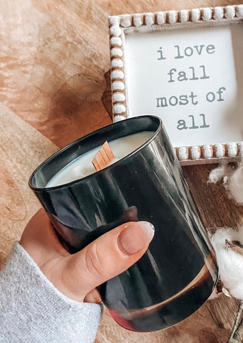 Glossy Black Glass Candle