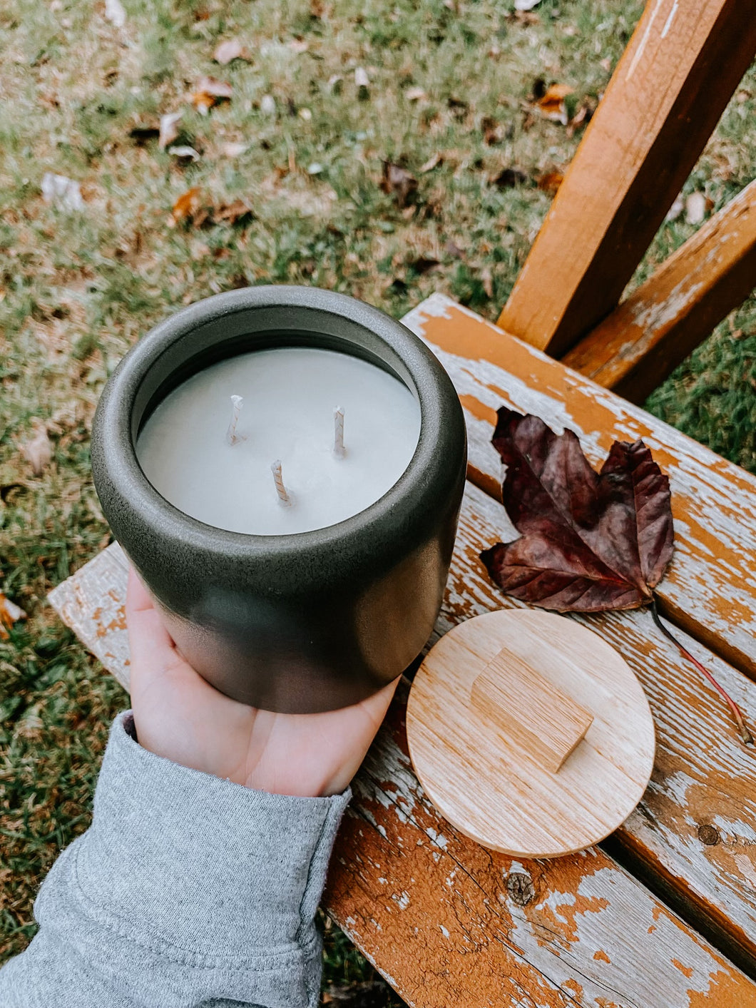 Dark Gray Ceramic Candle